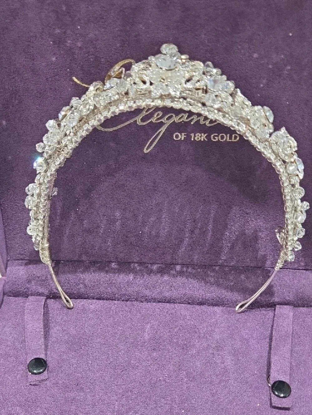 White Gold Tone Crystal Bridal Tiara - Silver Tone